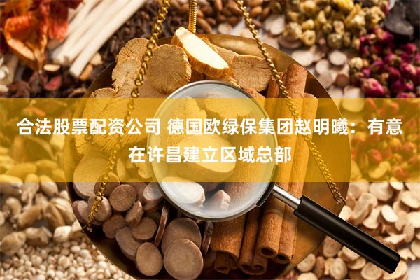 合法股票配资公司 德国欧绿保集团赵明曦：有意在许昌建立区域总部