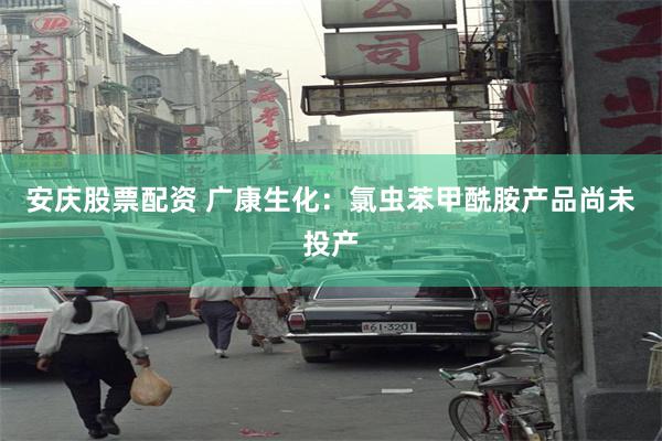 安庆股票配资 广康生化：氯虫苯甲酰胺产品尚未投产